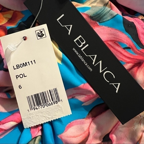 La Blanca Women's Off Shoulder Ruffle Blue One Piece Swimsuit - Picture 9 of 12